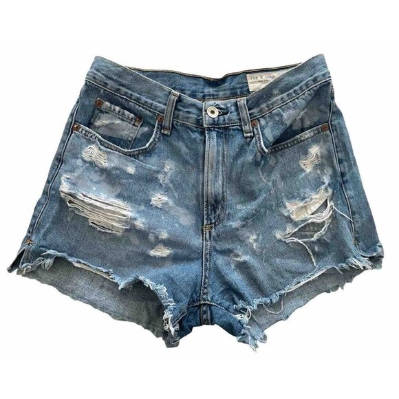 Rag & Bone Women's Sz 26 Justine Brokenland Distressed Denim Shorts REVOLVE - Picture 2 of 8